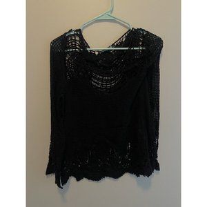 Cute black cotton spidery lacey sweater - size Medium Acemi